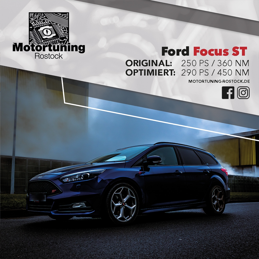 Chiptuning Rostock - Schrägvornansicht Ford Focus ST von 250PS auf 290PS
